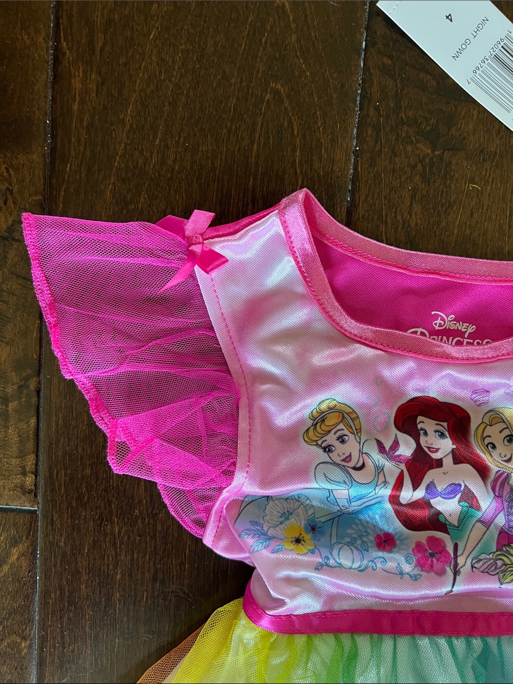 Disney Girls Rainbow Princess Dress in Pink, Yellow, Blue, Green - Picture 5 of 5